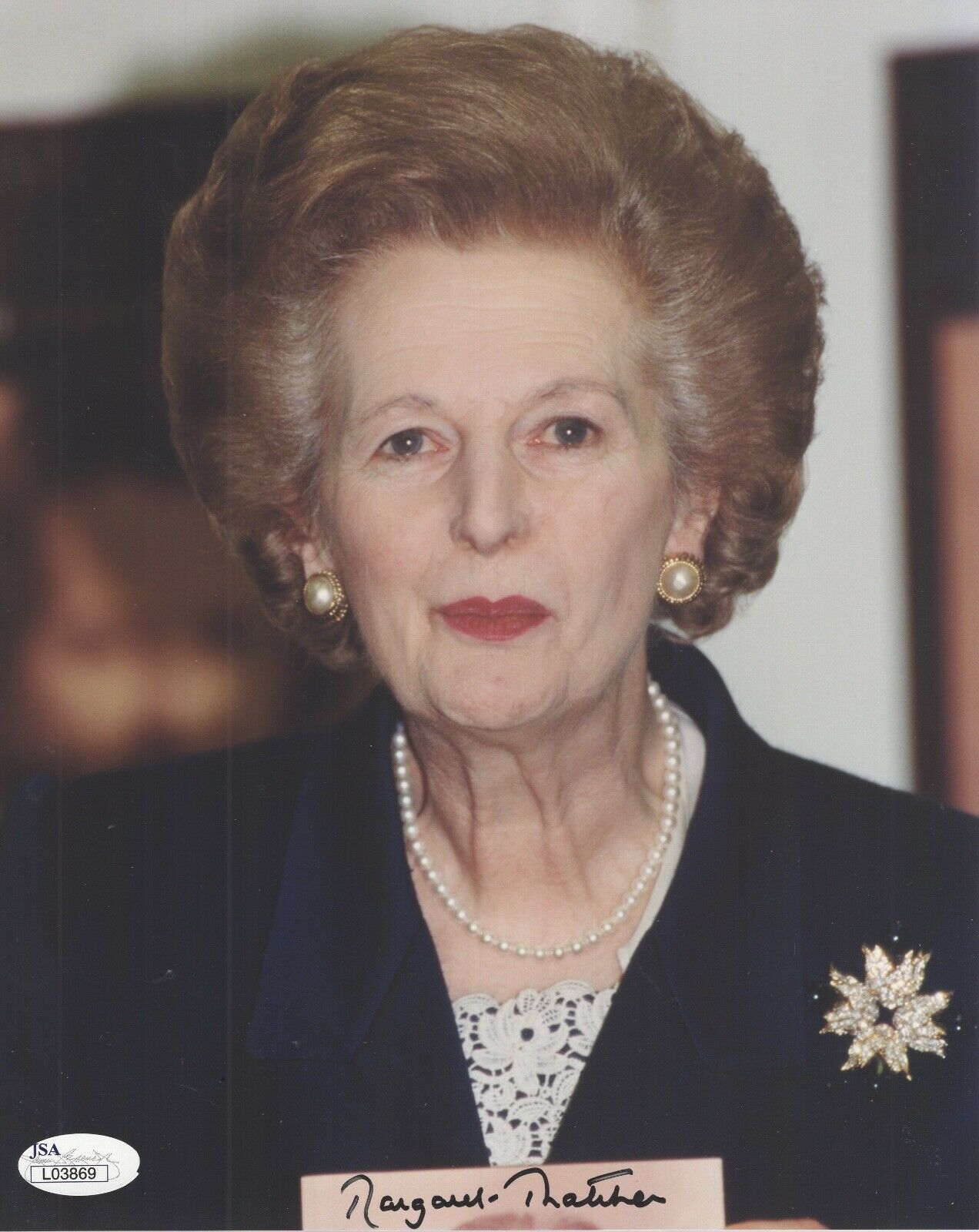 Margaret Thatcher Hand Signed 8x10 Photo Jsa British Prime Minister Iron Lady Autographia