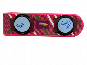 MICHAEL J FOX CHRISTOPHER LLOYD SIGNED BACK TO THE FUTURE HOVERBOARD BECKETT 16 COLLECTIBLE MEMORABILIA