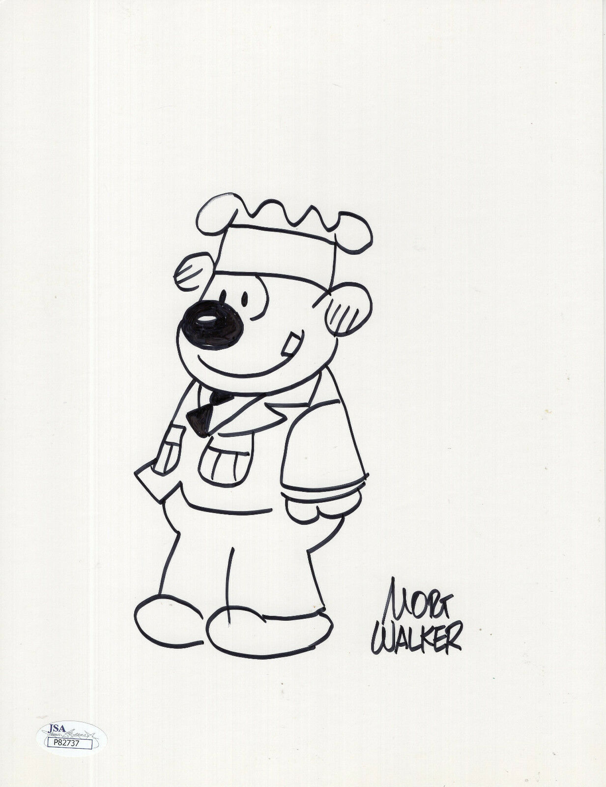 MORT WALKER AUTHENTIC HAND SIGNED 8x11 DRAWING OTTO BEETLE BAILEY JSA ...