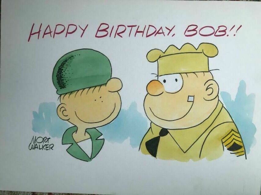 MORT WALKER SIGNED ORIGINAL COLOR ARTWORK ON 15x20 BOARD RARE BEETLE+SARGE
