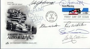 NASCAR LEGENDS HAND SIGNED FIRST DAY COVER RARE PETTY+CALE+NED+4 JSA COLLECTIBLE MEMORABILIA