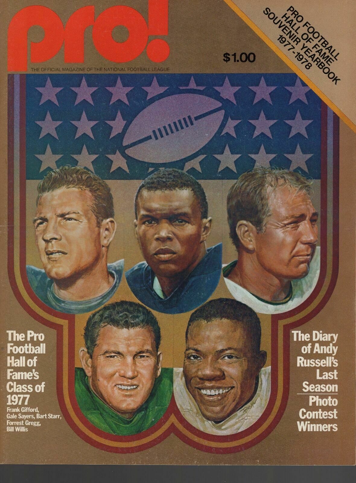 NFL HALL OF FAME YEARBOOK CLASS OF 1977 BART STARR+GALE SAYERS+GIFFORD RARE