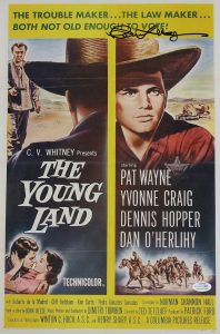 PATRICK WAYNE SIGNED THE YOUNG LAND 12X18 MOVIE POSTER ACOA COLLECTIBLE MEMORABILIA