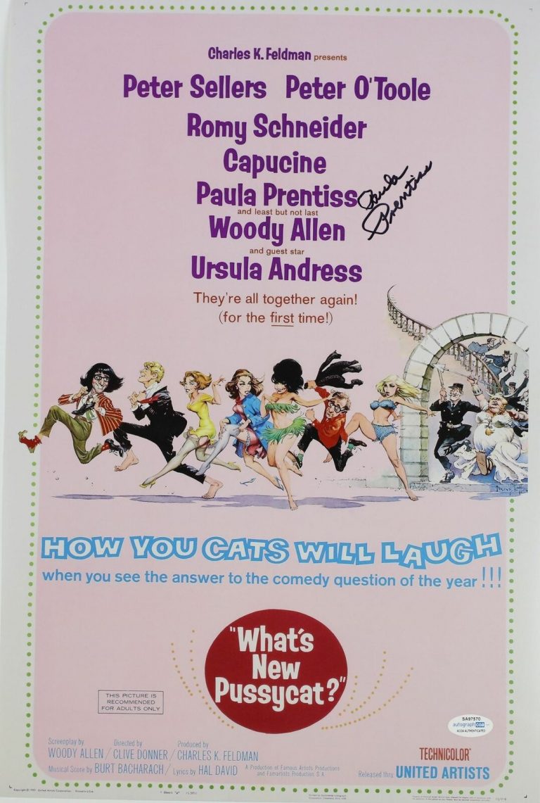 PAULA PRENTISS SIGNED WHAT’S NEW PUSSYCAT 12X18 MOVIE POSTER ACOA COLLECTIBLE MEMORABILIA