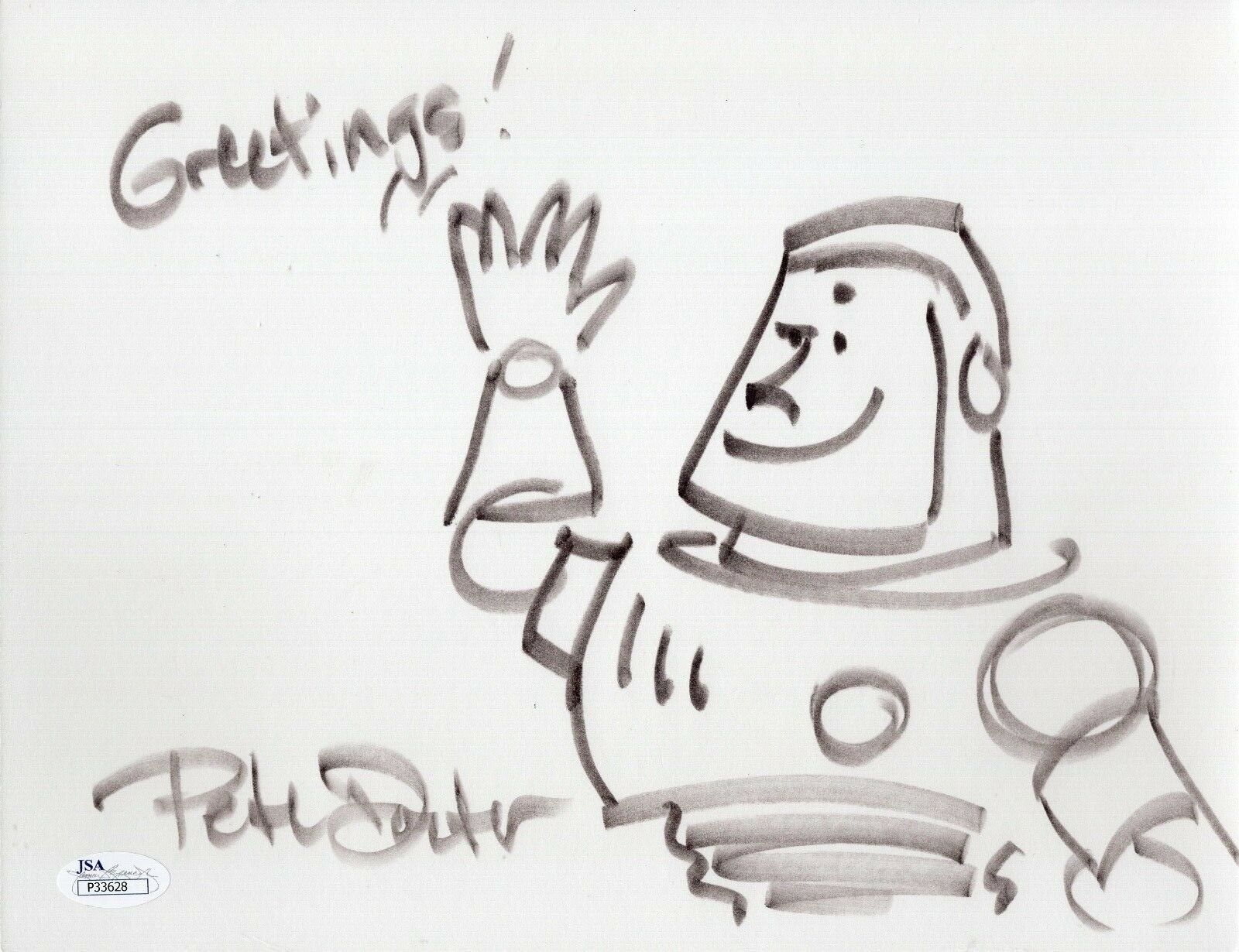 PETE DOCTER SIGNED 8x11 BUZZ LIGHTYEAR TOY STORY ORIGINAL ARTWORK RARE JSA