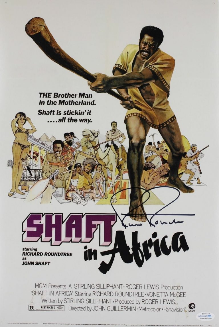 RICHARD ROUNDTREE SIGNED SHAFT IN AFRICA 12X18 MOVIE POSTER ACOA COLLECTIBLE MEMORABILIA