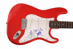 RONNIE WOOD SIGNED AUTOGRAPH RED FENDER ELECTRIC GUITAR – THE ROLLING STONES JSA COLLECTIBLE MEMORABILIA
