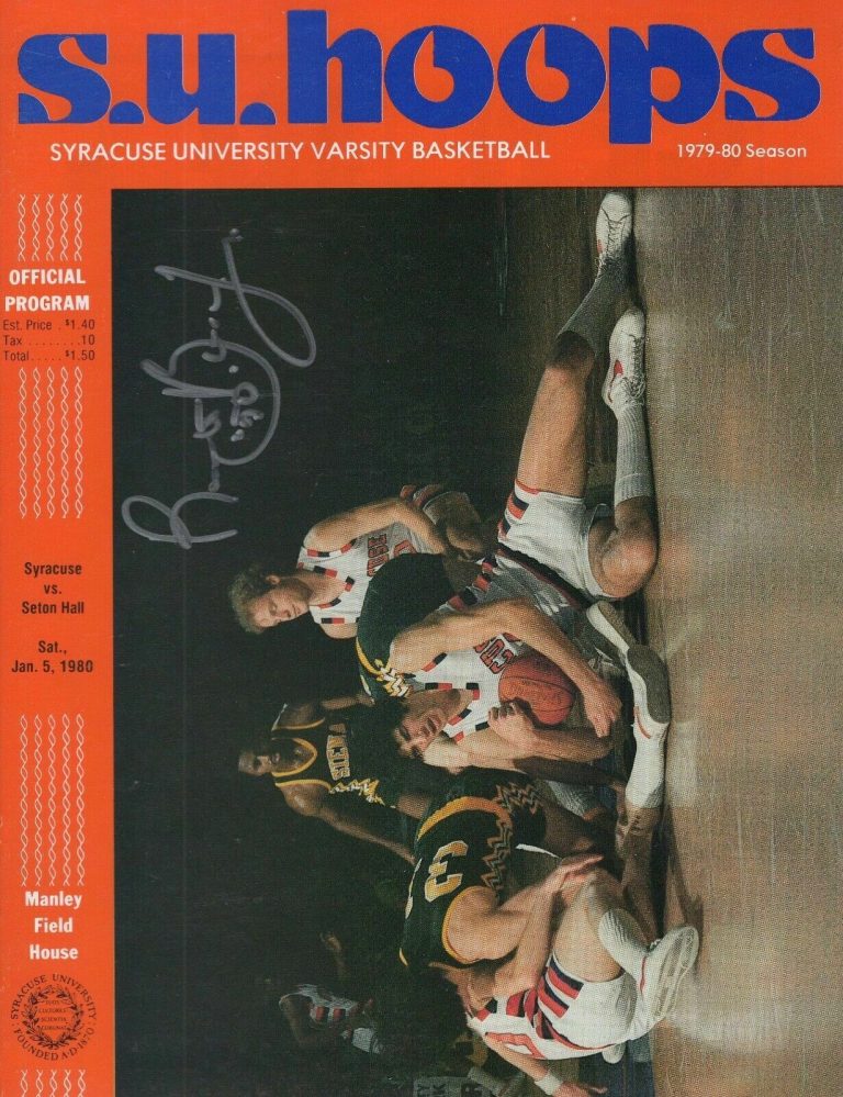 ROOSEVELT BOUIE HAND SIGNED 1980 GAME PROGRAM+COA SYRACUSE ORANGE BASKETBALL COLLECTIBLE MEMORABILIA