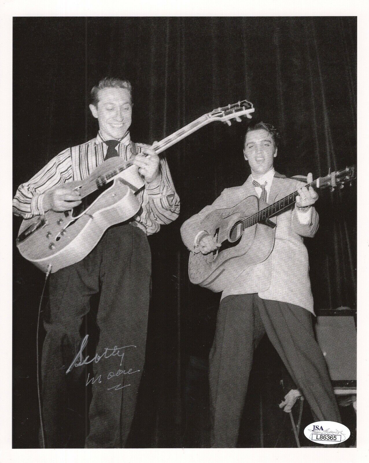 SCOTTY MOORE HAND SIGNED 8x10 PHOTO INCREDIBLE POSE WITH ELVIS PRESLEY ...