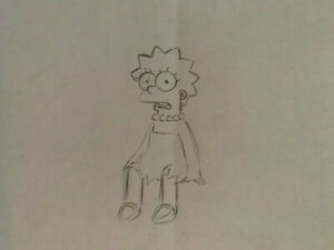 SIMPSONS CARTOON ANIMATION ART PENCIL CEL DRAWING OF LISA SIMPSON RARE COLLECTIBLE MEMORABILIA