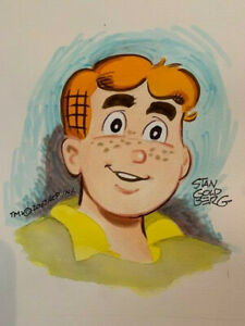 STAN GOLDBERG SIGNED 9×12 ORIGINAL WATER COLOR ARTWORK ARCHIE RARE JSA COLLECTIBLE MEMORABILIA