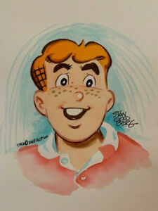 STAN GOLDBERG SIGNED 9×12 ORIGINAL WATER COLOR ARTWORK OF ARCHIE RARE JSA COLLECTIBLE MEMORABILIA