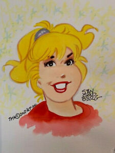STAN GOLDBERG SIGNED 9×12 ORIGINAL WATER COLOR ARTWORK OF BETTY RARE JSA COLLECTIBLE MEMORABILIA