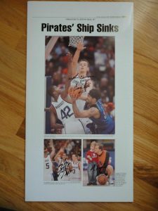 SYRACUSE BASKETBALL HAND SIGNED 13×24 PHOTO SIGNED BY FORTH+EDELIN+HOPKINS COA COLLECTIBLE MEMORABILIA