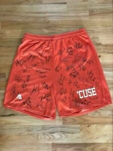 SYRACUSE BASKETBALL SIGNED PRACTICE SHORTS 36 SIGNED JSA MELO+PEARL+BOEHEIM COLLECTIBLE MEMORABILIA