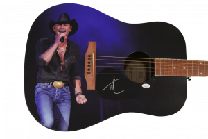 TIM MCGRAW SIGNED AUTOGRAPH CUSTOM GIBSON EPIPHONE GUITAR A PLACE IN THE SUN JSA COLLECTIBLE MEMORABILIA