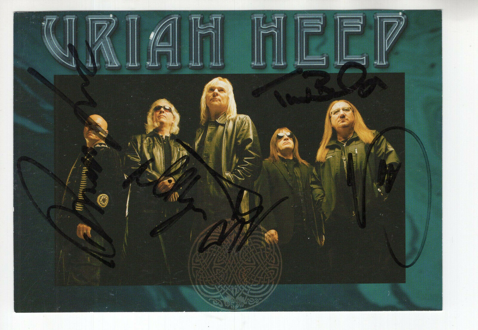 Uriah Heep Autographed 4x6 Photocoa All 5 Band Members Signed Mick Box