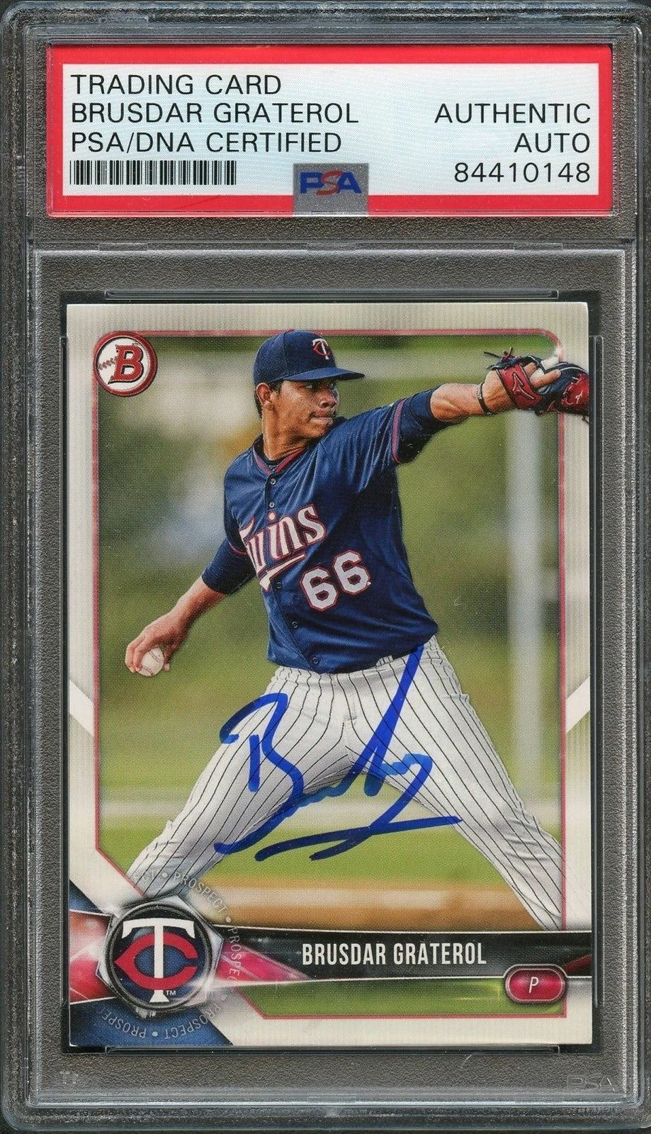 2018 Bowman Draft #BD-3 Brusdar Graterol Signed Card PSA Auto Slabbed Auto Twins
