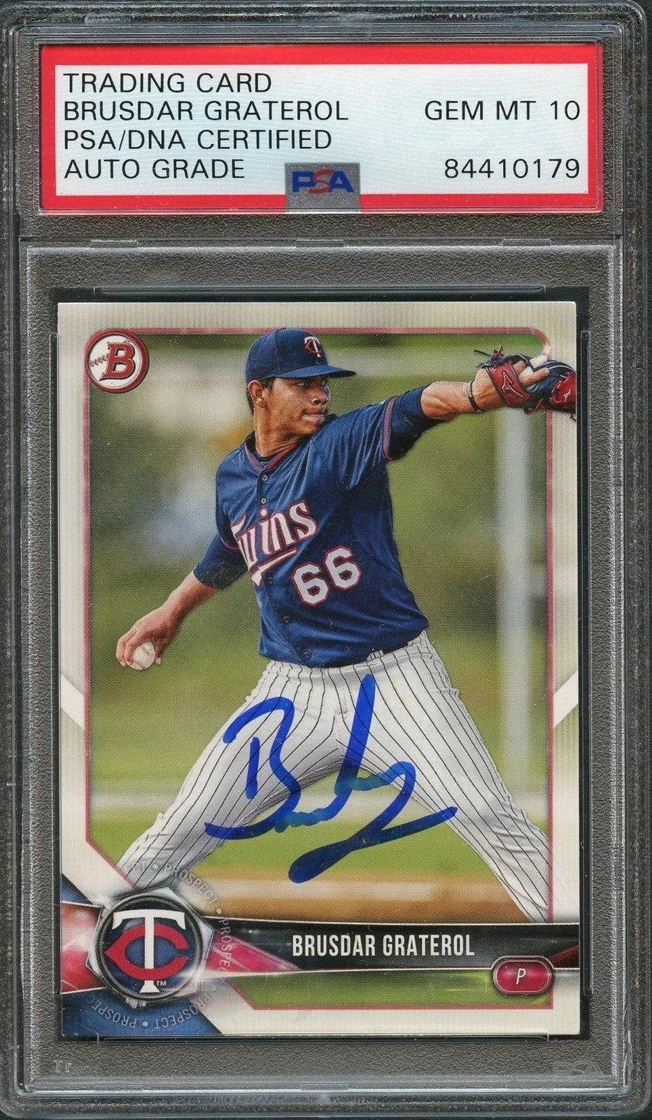 2018 Bowman Draft #BD-3 Brusdar Graterol Signed Card PSA Auto Grade 10 Slabbed A