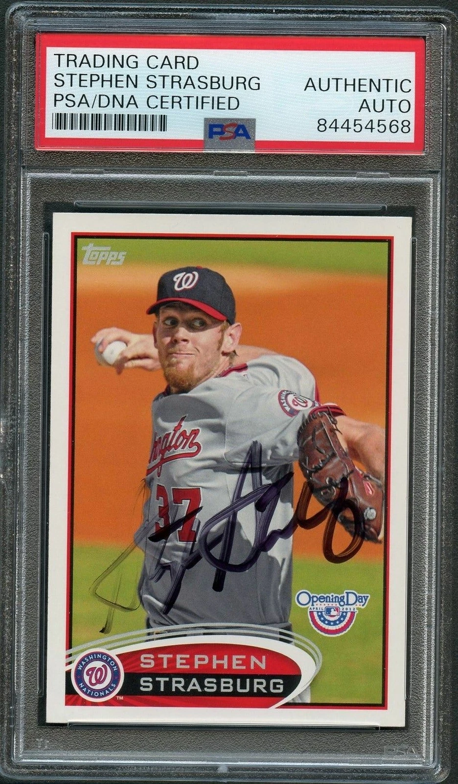 2012 Topps Opening Day #190 Stephen Strasburg Signed Card PSA Slabbed Auto Natio