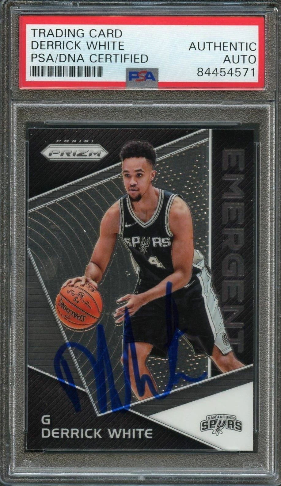 2017-18 Panini Prizm Emergent #EM-DER Derrick White Signed Card AUTO PSA Slabbed