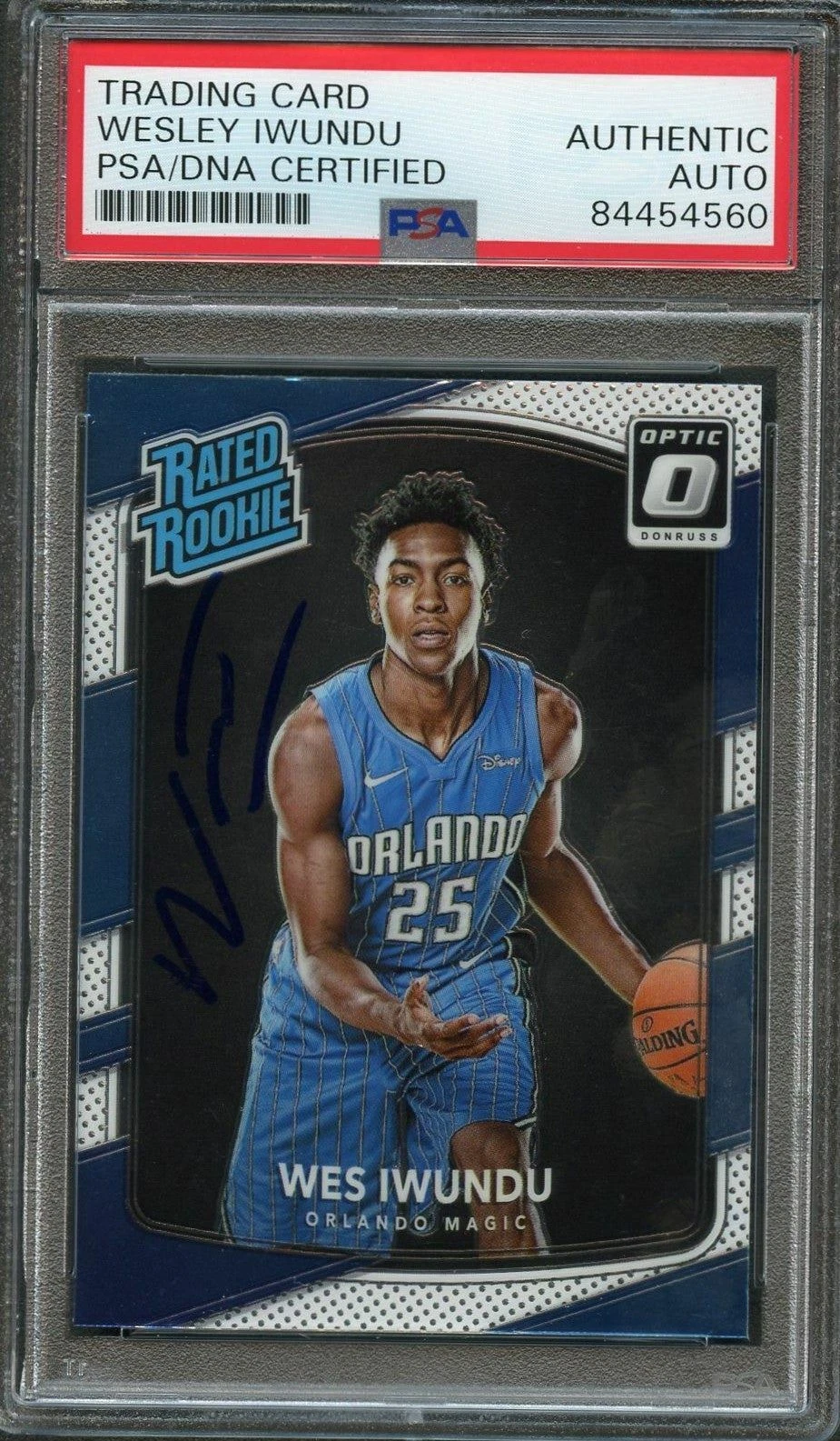 2017 Donruss Optic Rated Rookie #168 Wes Iwundu Signed Card AUTO PSA/DNA Slabbed