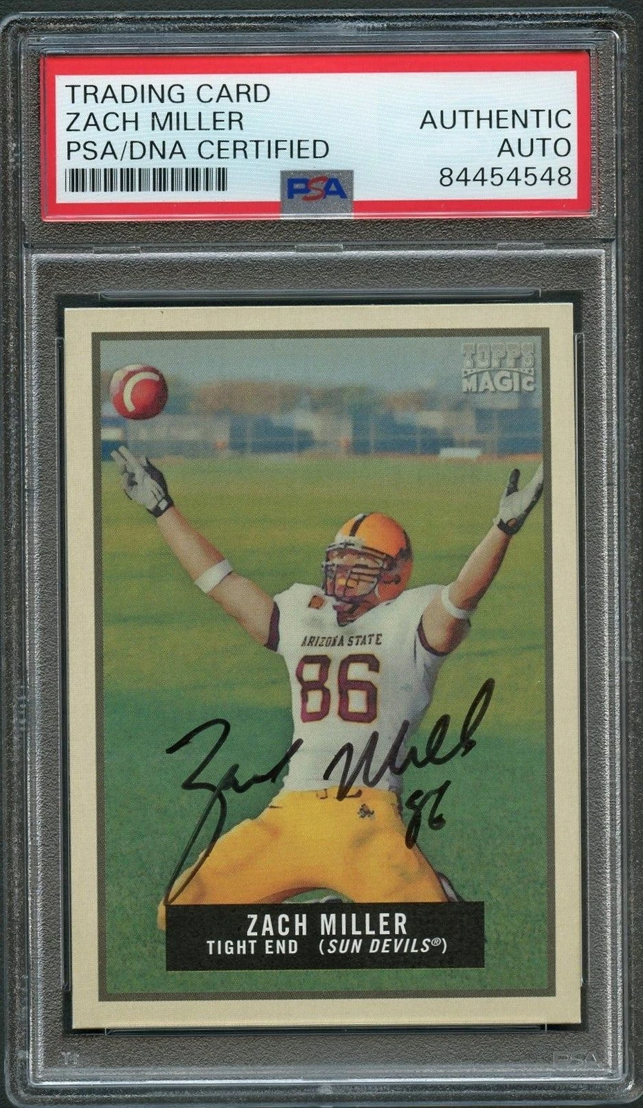 2009 Topps Magic #10 Zach Miller Signed Card PSA Slabbed Sun Devils