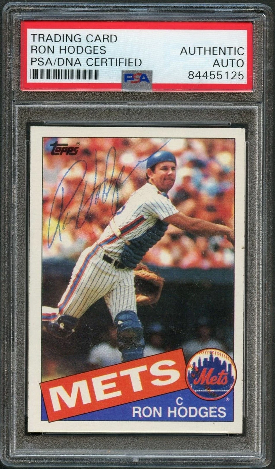 1985 Topps #363 Ron Hodges Signed Card PSA Slabbed Auto Mets