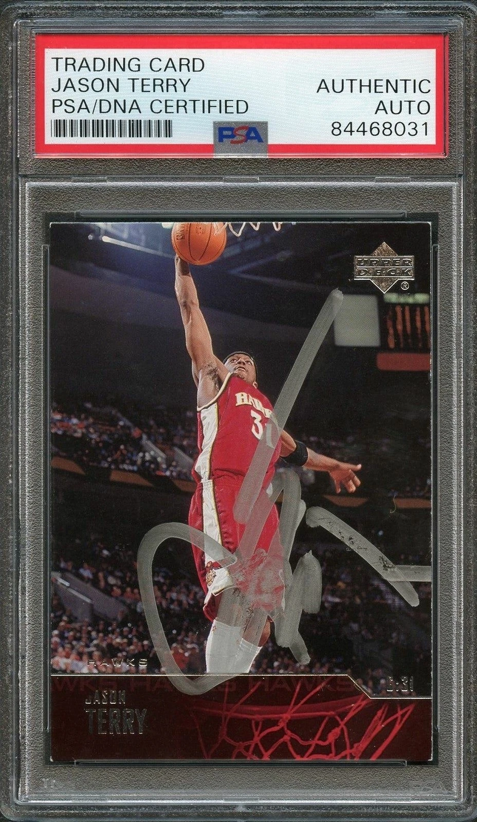 2003-04 Upper Deck #8 Jason Terry Signed Card AUTO PSA Slabbed Atlanta Hawks