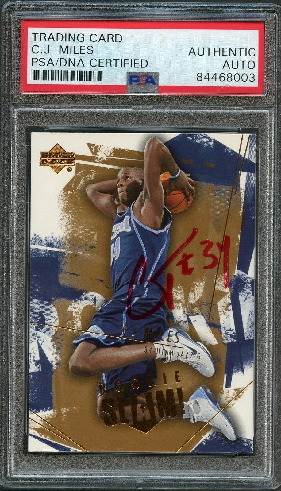 2005-06 Upper Deck Slam #111 CJ Miles Signed Card PSA Slabbed RC Jazz