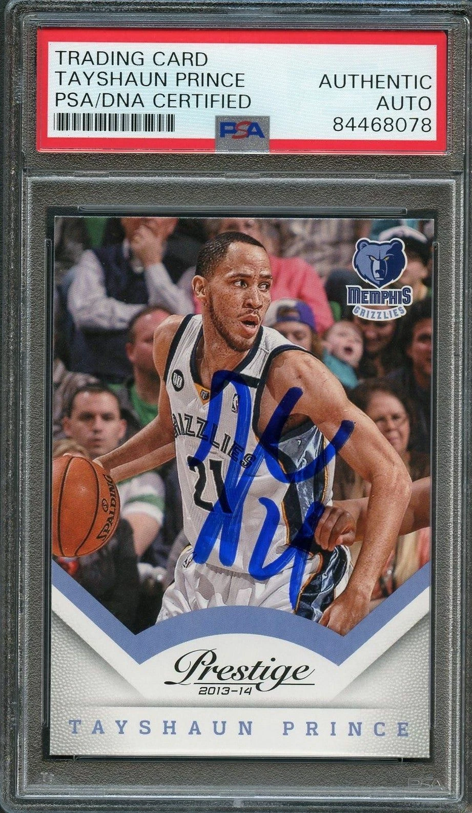 2013-14 Panini Prestige #123 Tayshaun Prince Signed Card AUTO PSA Slabbed Grizzl