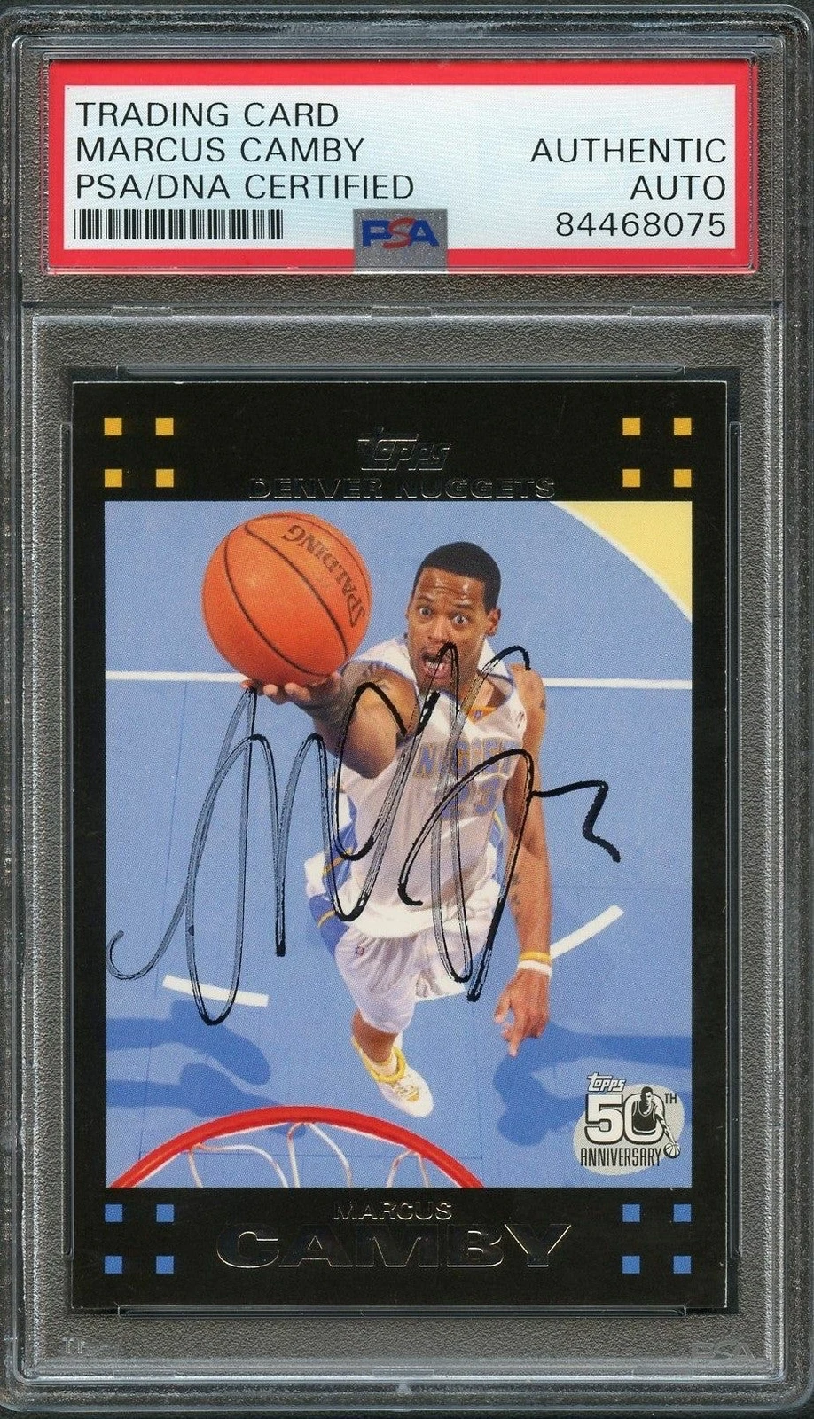 2007-08 Topps #90 Marcus Camby Signed AUTO PSA Slabbed Nuggets