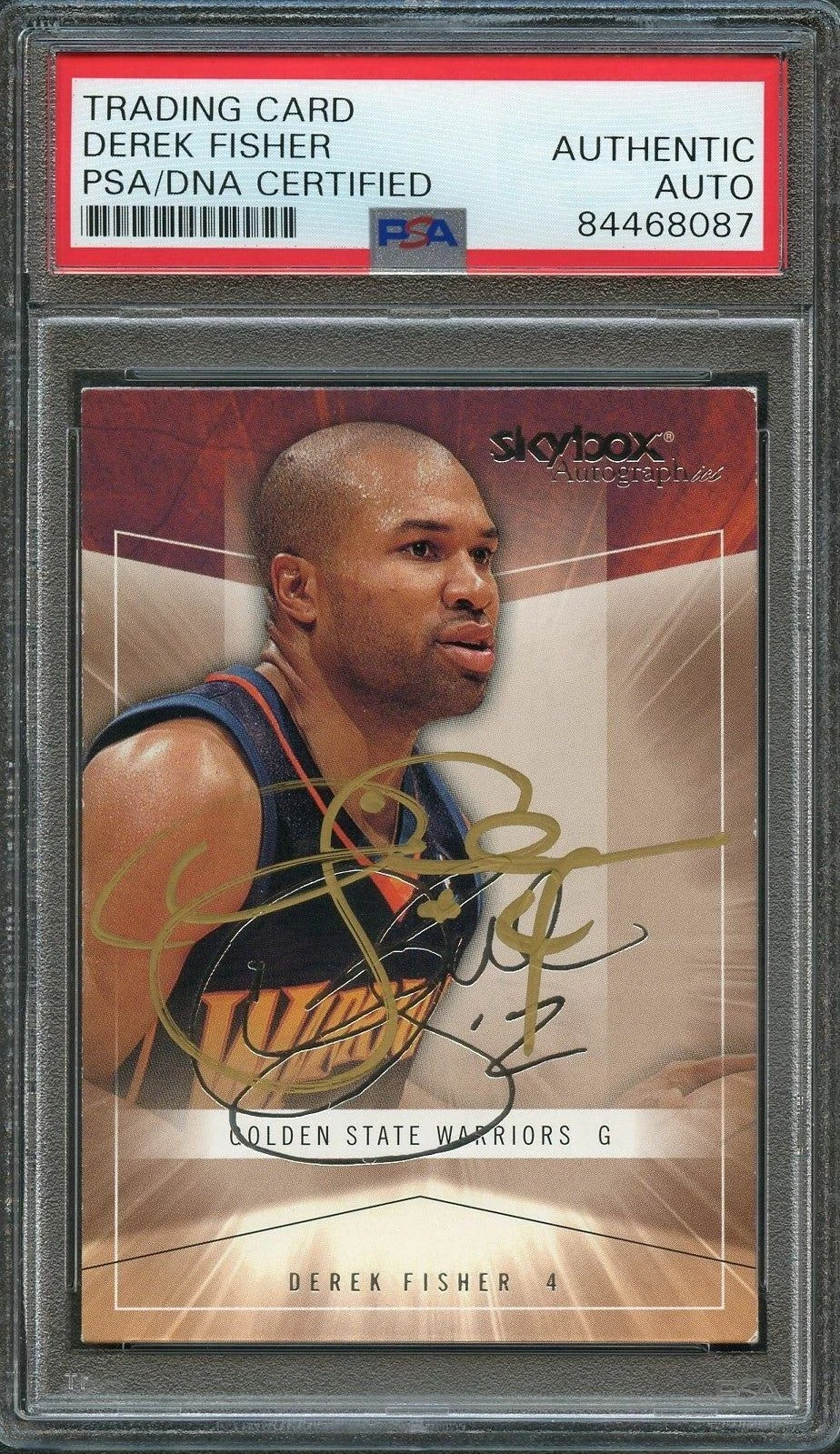 2004-05 SkyBox Autographics #2 Derek Fisher Signed Card AUTO PSA Slabbed Warrior