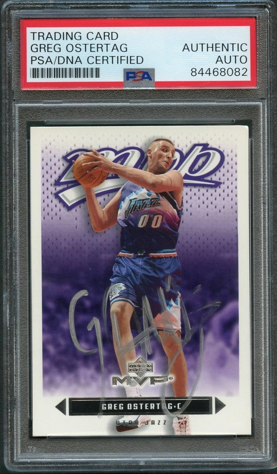 2003-04 Upper Deck MVP #183 Greg Ostertag Signed Card AUTO PSA Slabbed Jazz