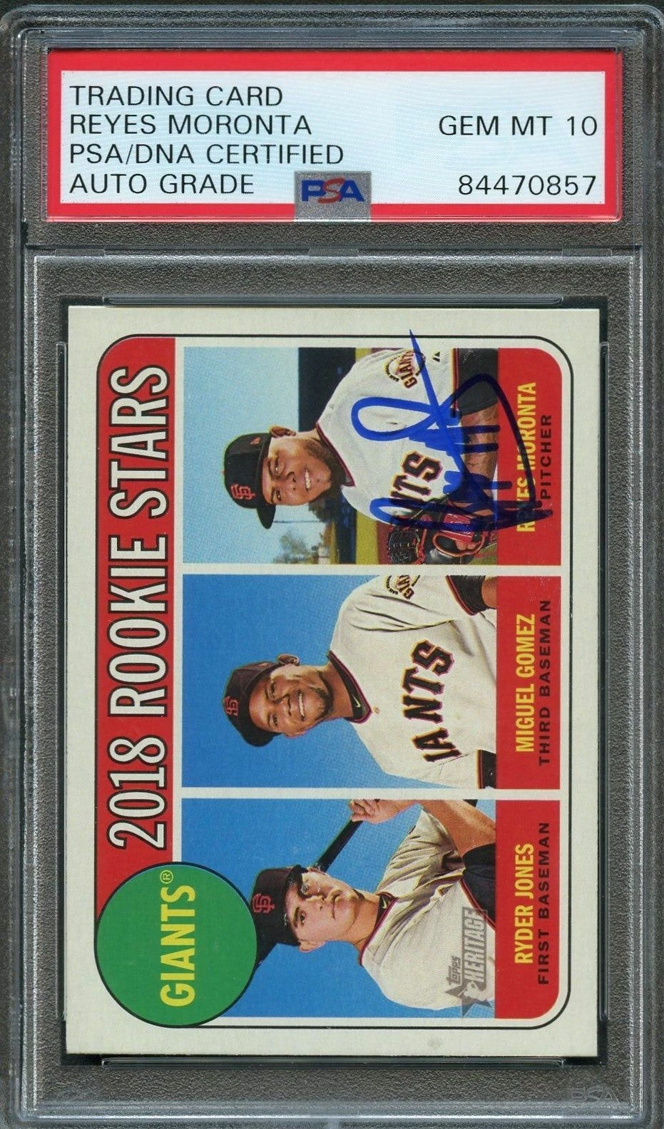 2018 Topps Heritage #16 Reyes Moronta Signed Card PSA Slabbed AUTO Grade 10 Gian