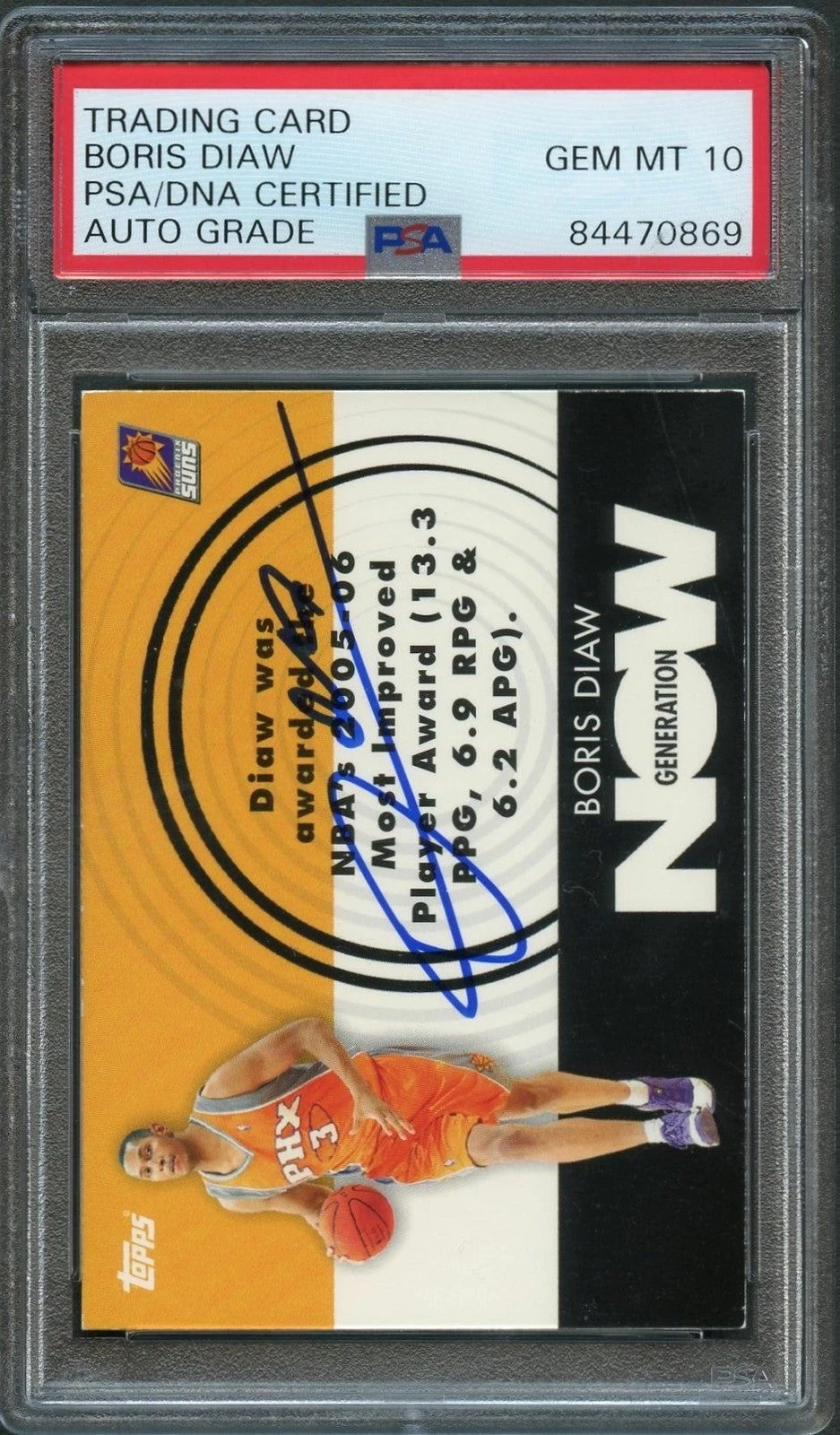 2007-08 Topps Generation Now #GN25 Boris Diaw Signed Card AUTO Grade 10 PSA Slab