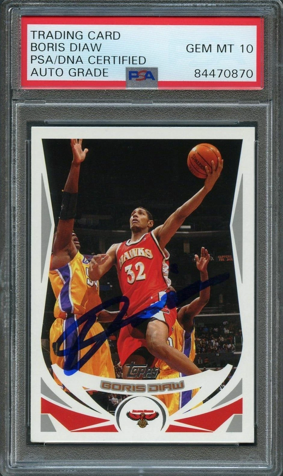 2004 NBA Topps #65 Boris Diaw Signed Card AUTO Grade 10 PSA Slabbed RC