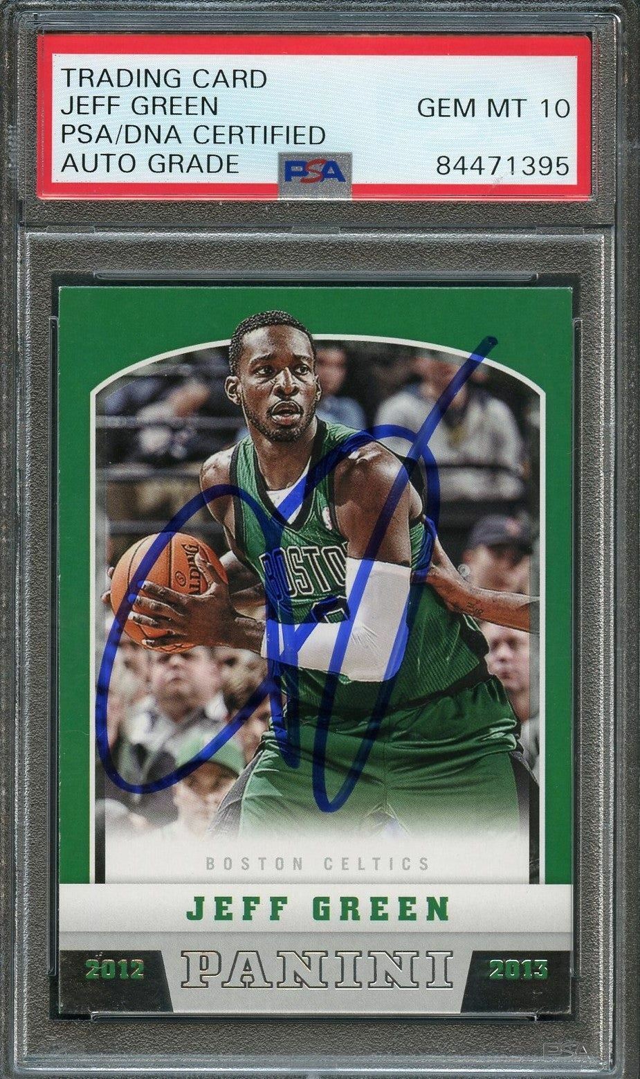 2012-13 Panini Basketball #79 Jeff Green Signed Card AUTO 10 PSA/DNA Slabbed Cel