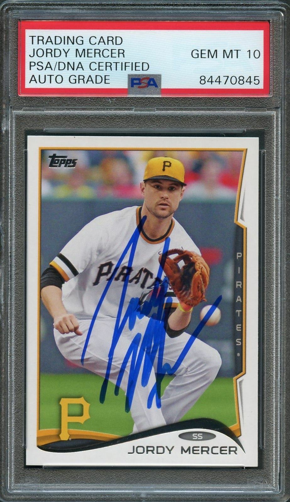2014 TOPPS #418 JORDY MERCER SIGNED CARD PSA SLABBED AUTO 10 PIRATES COLLECTIBLE MEMORABILIA