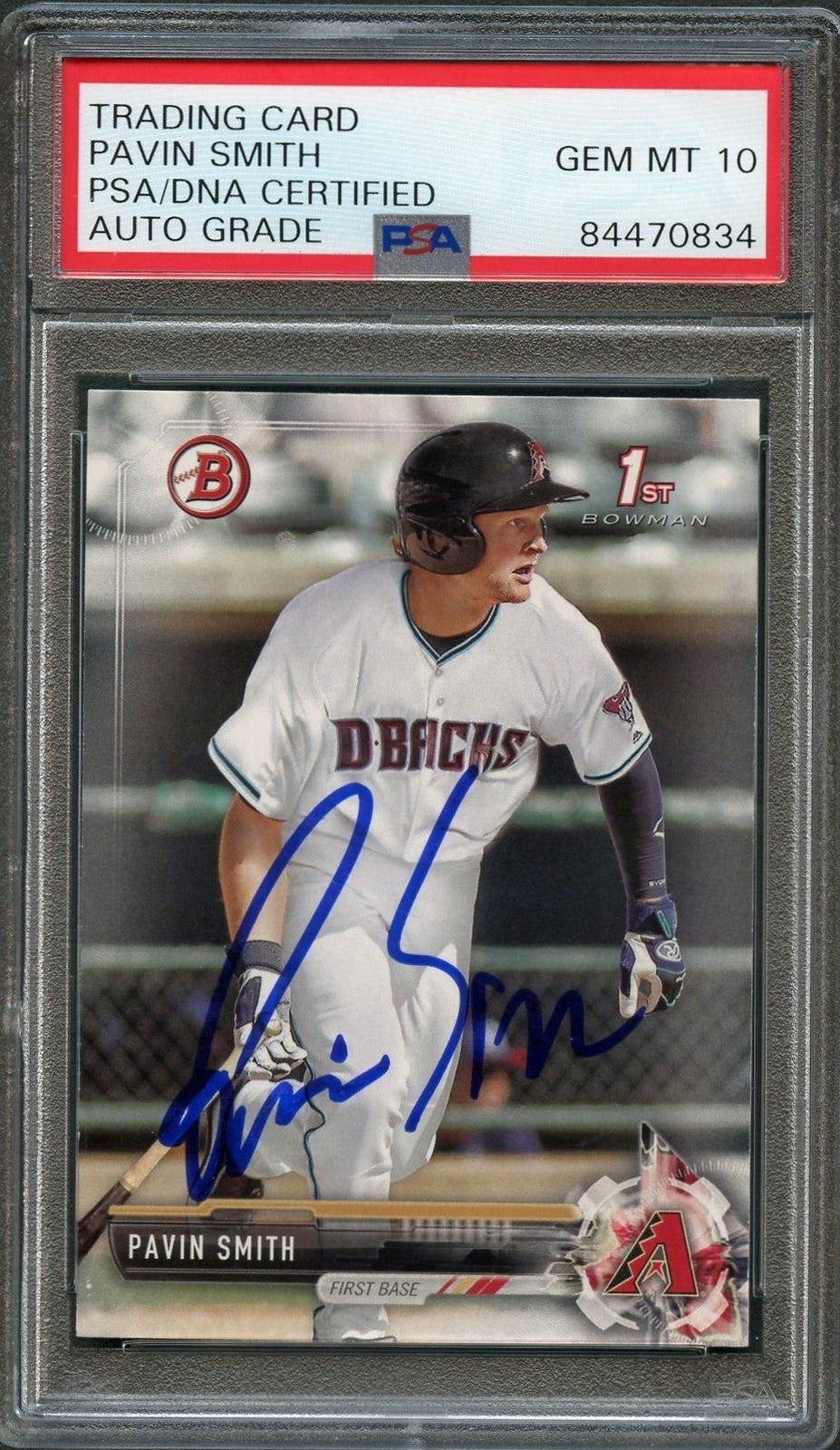2017 Bowman Draft #BD-195 Pavin Smith Signed Card PSA Slabbed Auto 10 RC Dbacks