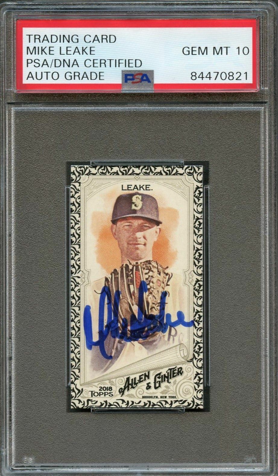2018 Topps Allen & Ginter's Mini #288 Mike Leake Signed Card PSA Slabbed Auto 10
