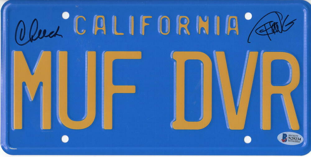 CHEECH & CHONG SIGNED LICENSE PLATE UP IN SMOKE AUTOGRAPH PROOF BECKETT COA 15