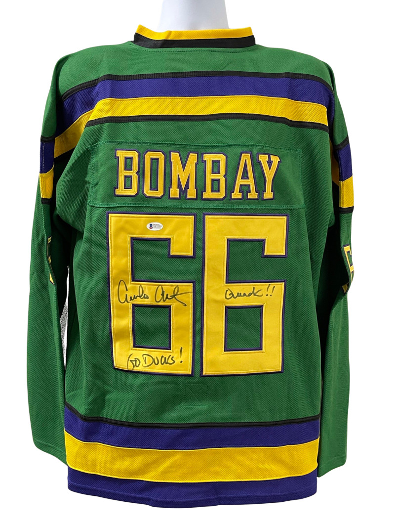 EMILIO ESTEVEZ SIGNED THE MIGHTY DUCKS HOCKEY JERSEY INSCRIPT AUTOGRAPH BAS 6