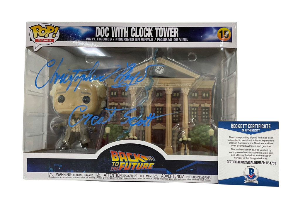 CHRISTOPHER LLOYD SIGNED BACK TO THE FUTURE TOWN CLOCK TOWER FUNKO BECKETT 11