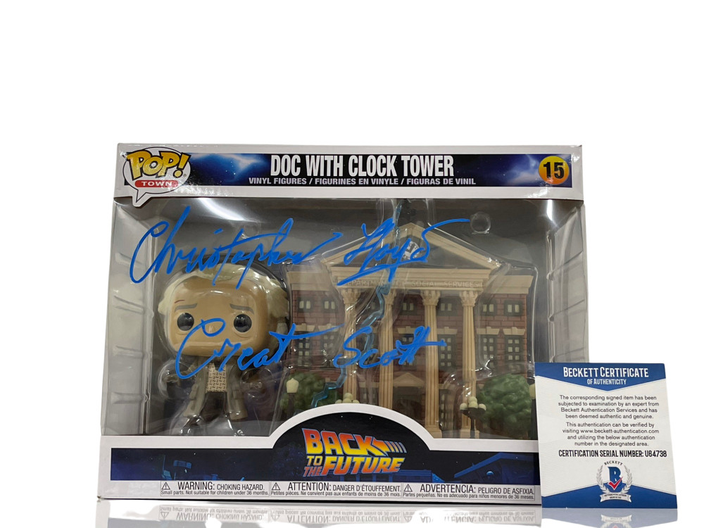 CHRISTOPHER LLOYD SIGNED BACK TO THE FUTURE TOWN CLOCK TOWER FUNKO BECKETT 19