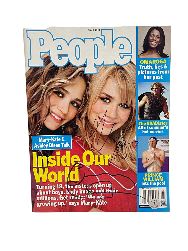 MARY KATE ASHLEY OLSEN SIGNED PEOPLE MAGAZINE TWINS AUTHENTIC AUTOGRAPH BECKETT