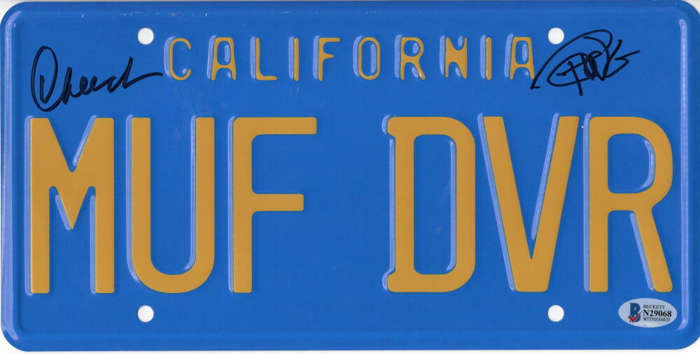 CHEECH & CHONG SIGNED LICENSE PLATE UP IN SMOKE AUTOGRAPH PROOF BECKETT COA 24 COLLECTIBLE MEMORABILIA