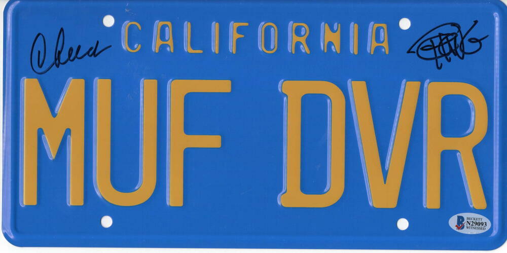 CHEECH & CHONG SIGNED LICENSE PLATE UP IN SMOKE AUTOGRAPH PROOF BECKETT COA 40