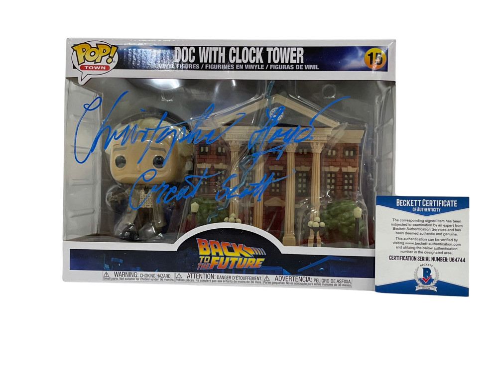 CHRISTOPHER LLOYD SIGNED BACK TO THE FUTURE TOWN CLOCK TOWER FUNKO BECKETT 6