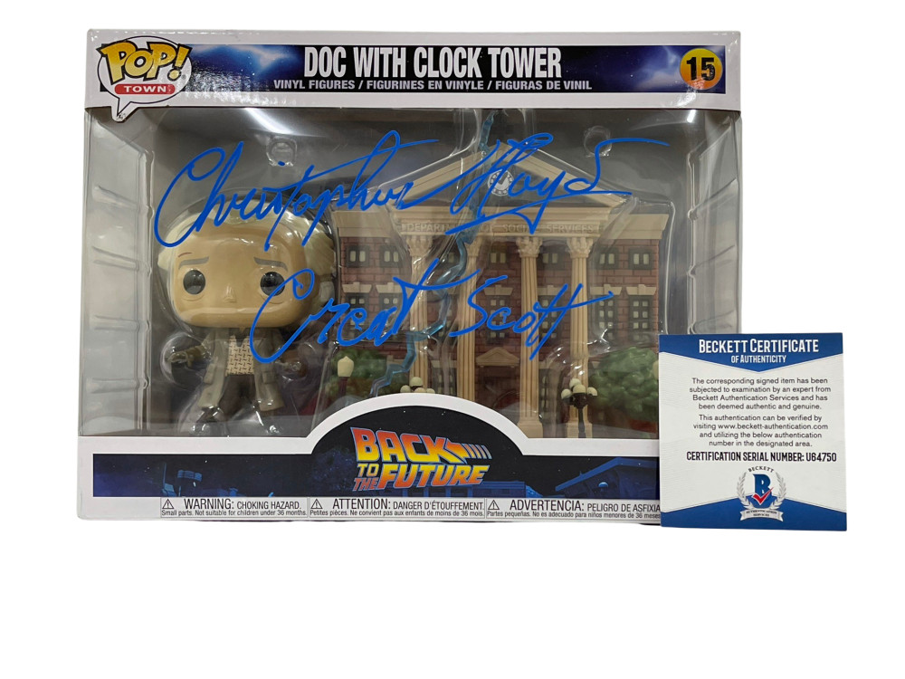 CHRISTOPHER LLOYD SIGNED BACK TO THE FUTURE TOWN CLOCK TOWER FUNKO BECKETT 7